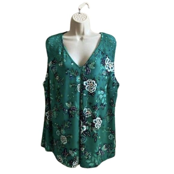 Daniel Rainn Sleeveless Fantine Crochet lace green floral cutout tunic, NWT - Picture 7 of 11